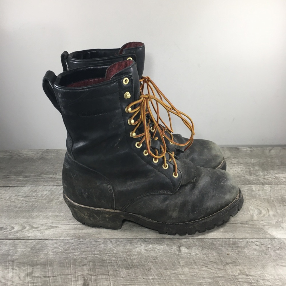 Cabela’s Soft Toe Black Leather Work Lineman Logger Mens Construction Boots 13